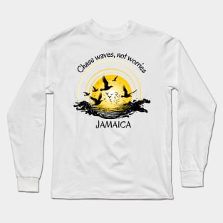 Chase Waves Not Worries Jamaican Long Sleeve T-Shirt